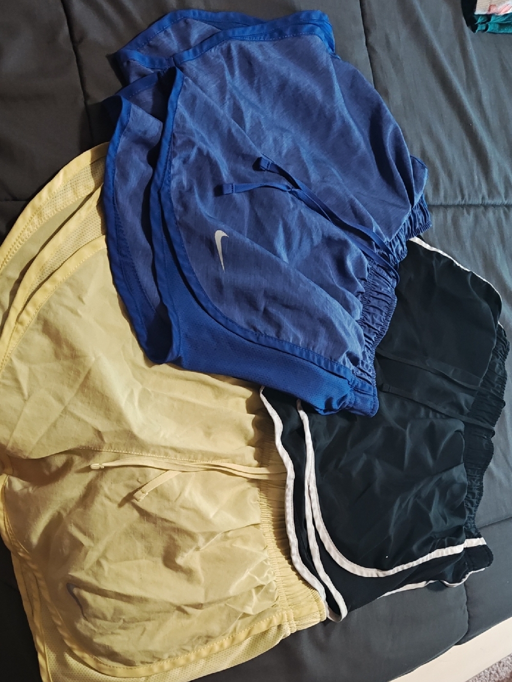 Nike Blue, Yellow and Black Athletic Shorts Trio